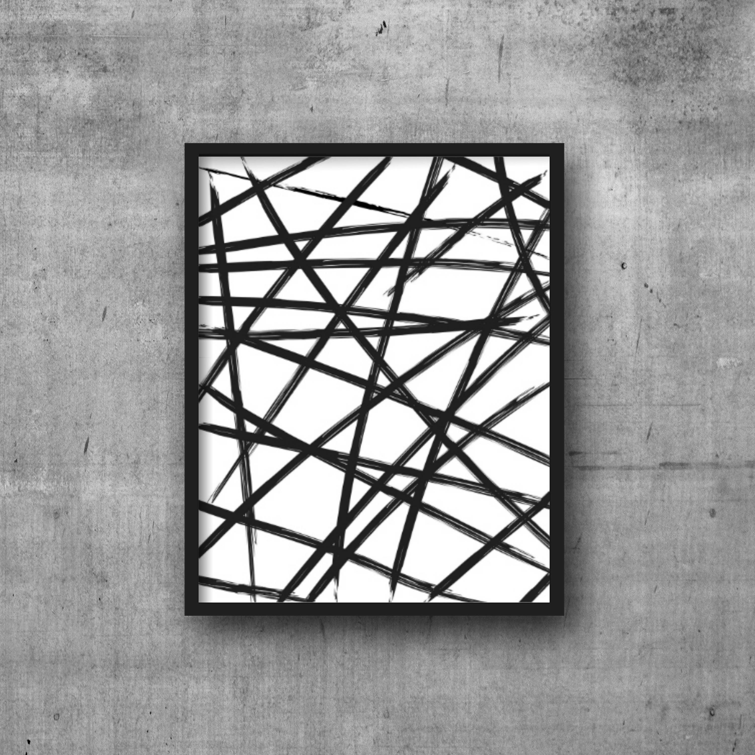 Printable Abstract Wall Art Geometrical Black Lines | Etsy