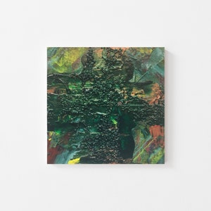 Original Abstract Acrylic Painting on Wood Panel - Original Acrylic Abstract Artwork  - Miniature Abstract Acrylic Artwork - 4&quot;x4&quot;