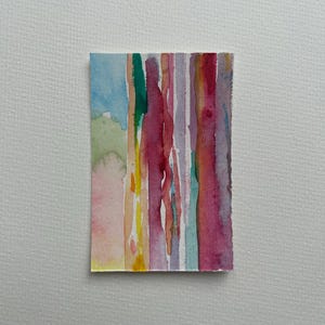 Original ACEO Watercolor Miniature Abstract Painting - Miniature Watercolor Painting - ACEO Miniature Painting 2.255&quot;x3.5&quot; - ACEO Painting