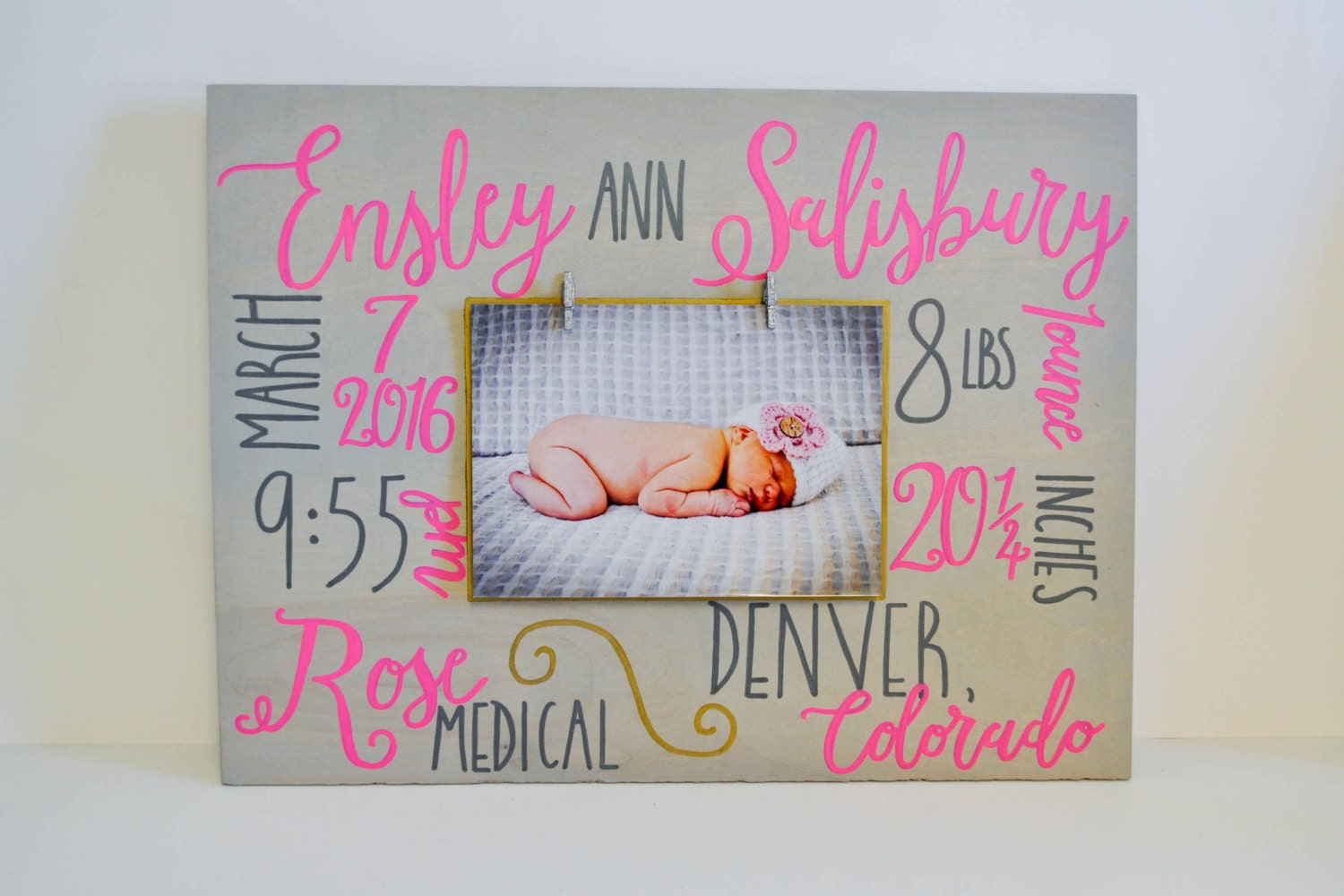 Personalized baby stats baby frame wood board picture Etsy