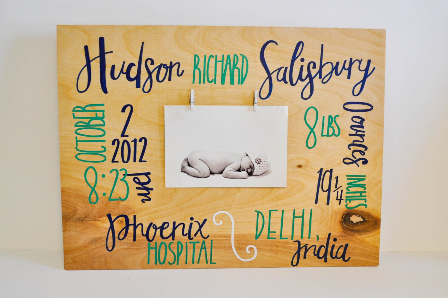 Personalized baby stats baby frame wood board picture Etsy