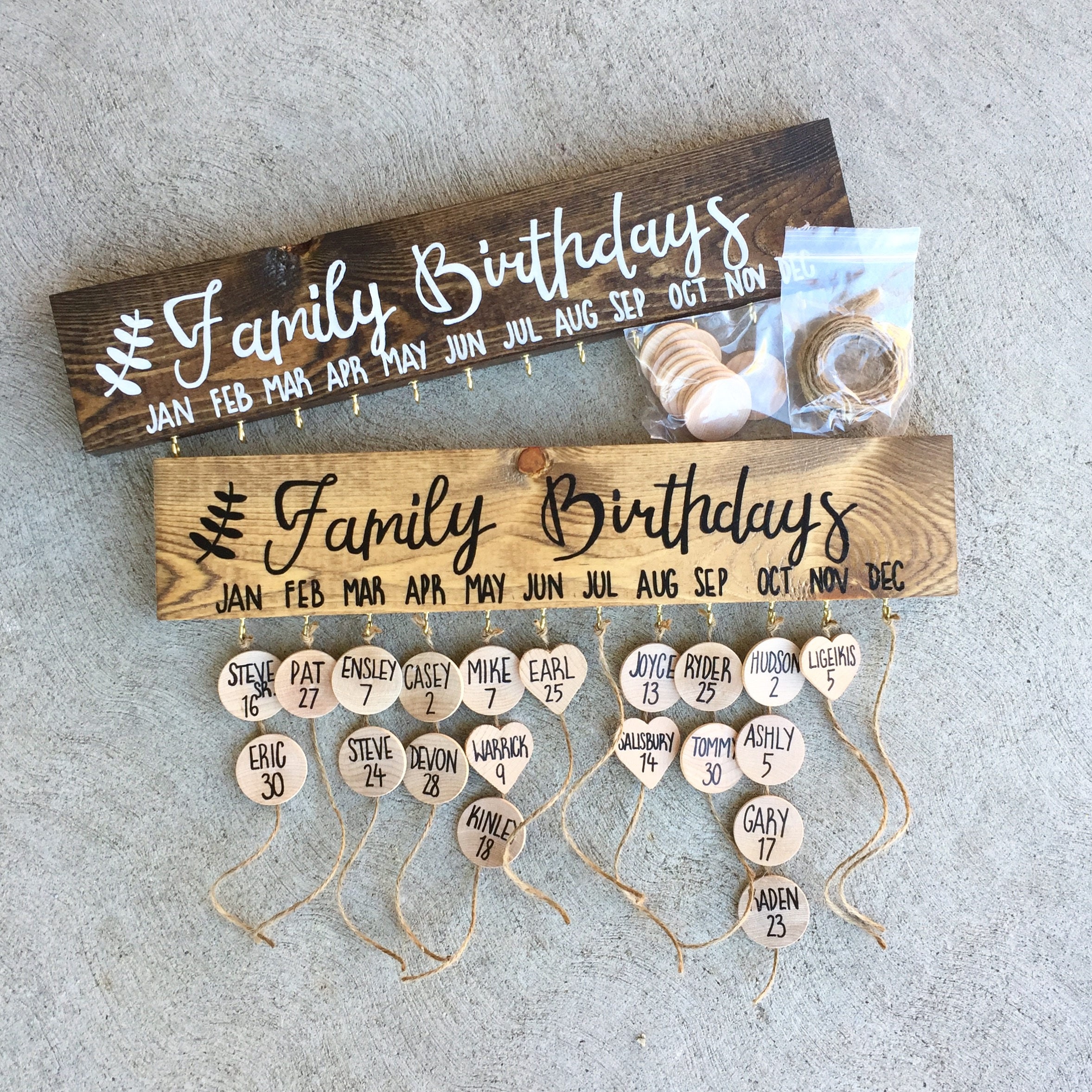 Family birthdays wood sign diy do it yourself kit Etsy