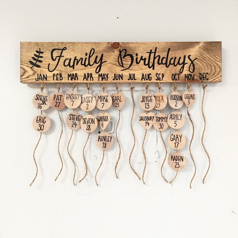 Family birthdays wood sign diy do it yourself kit Etsy