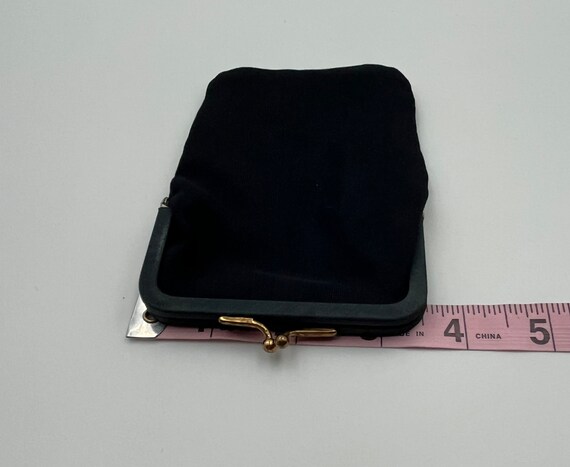 Vintage black satin coin change purse pouch - image 6
