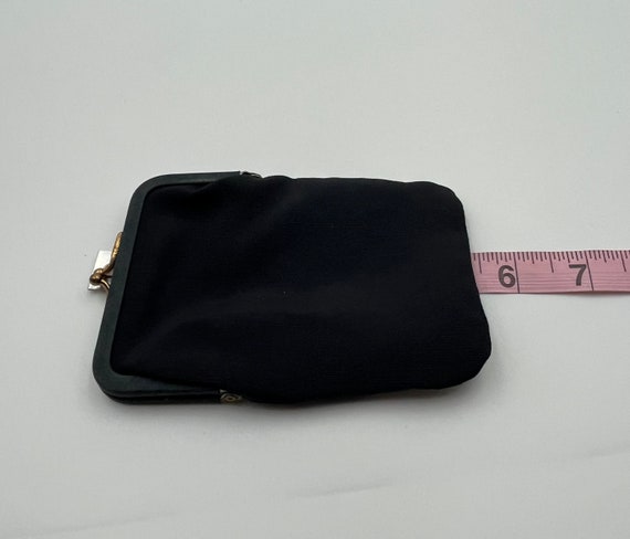 Vintage black satin coin change purse pouch - image 5