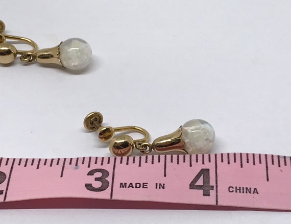 Vintage 12kt gold filled drop floating Opal screw… - image 5