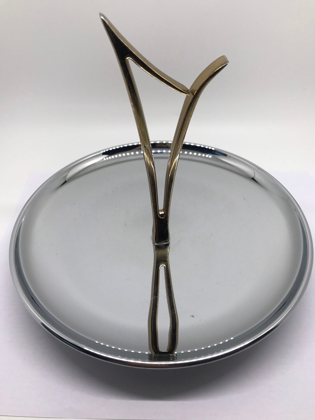 Vintage Chrome Kromex Candy Dish Serving Tray Round Platter Etsy