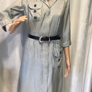 Vintage 1950's MCM Natural silk grey dress mad men size S Mrs Maisel