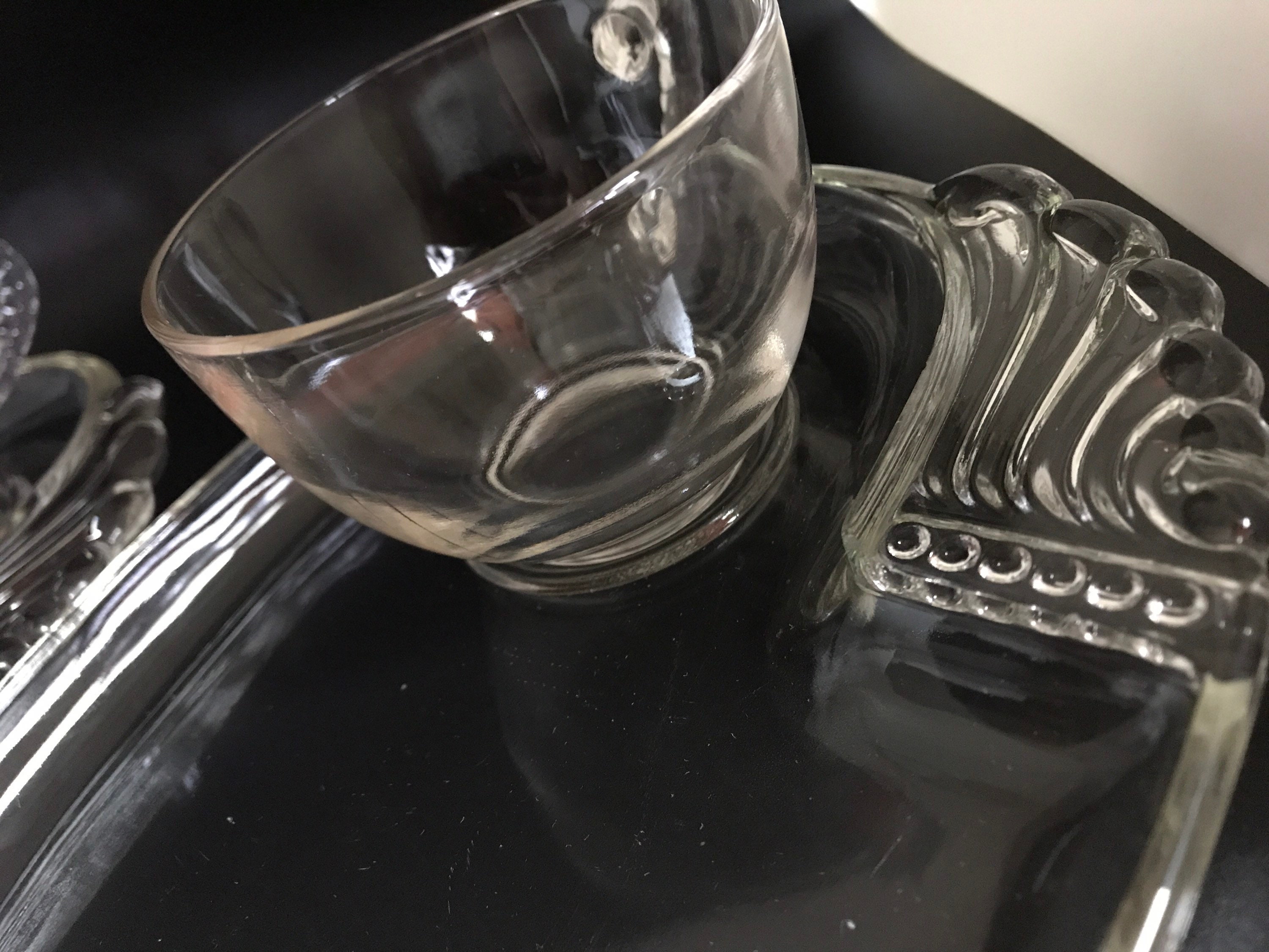 Vintage Clear Glass Snack Set Etsy