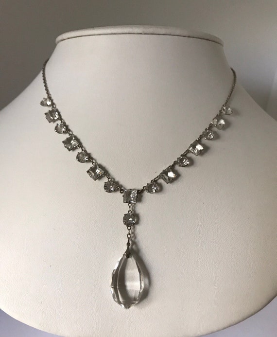 Victorian Antique crystal drop necklace - image 1