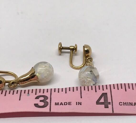 Vintage 12kt gold filled drop floating Opal screw… - image 4