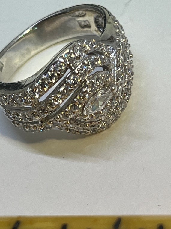 Sterling silver CZ cocktail ring sz 9