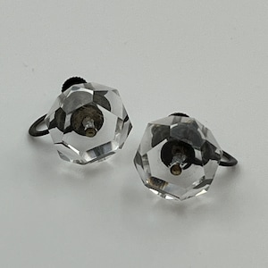 Vintage screw-back clear cut glass earrings