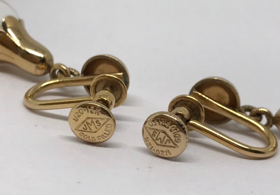 Vintage 12kt gold filled drop floating Opal screw… - image 3
