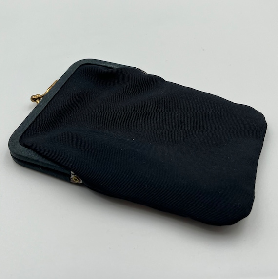 Vintage black satin coin change purse pouch - image 1