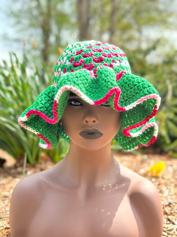 Handmade Crochet Sun Hat With Matching Earrings - Etsy display picture 3