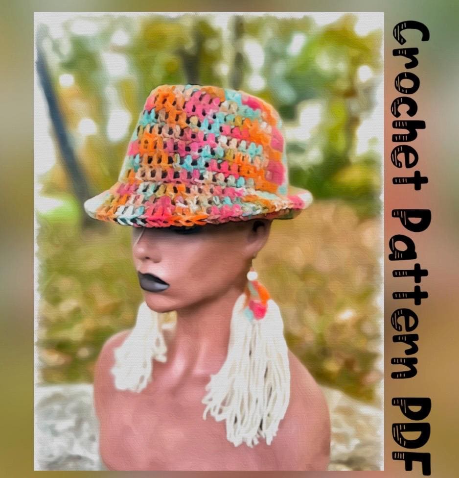 Fedora Pdf Crochet Flip Brim Fedora Hat Pattern (PDF Pattern) With FULL Video ...