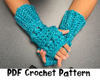 Crochet Fingerless Mitts Pattern (PDF Digital Download) with Video Tutorial.