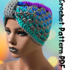Crochet Headband PATTERN granny stitch ear warmer pattern crochet top knot headband for winter and fall crochet pattern