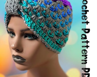 Crochet Headband PATTERN granny stitch ear warmer pattern crochet top knot headband for winter and fall crochet pattern