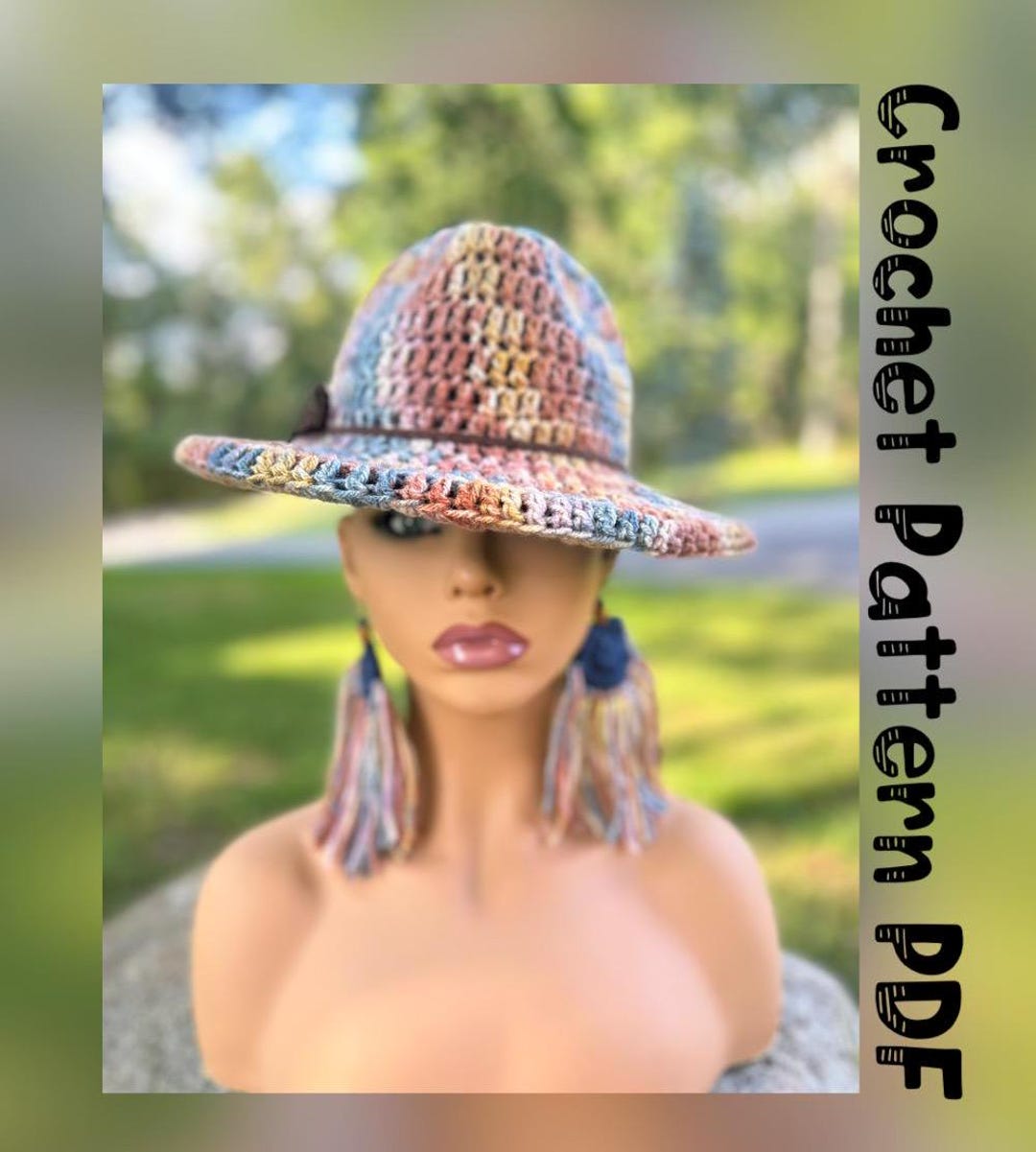 Crochet Flat Brim Fedora Hat Pattern (PDF Pattern) With FULL Video ...
