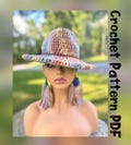Crochet flat brim fedora wide brim hat PDF pattern with video tutorial brimmed hat crochet brimmed hat fedora pattern