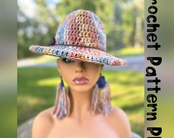 Crochet Flat Brim Fedora Hat Pattern (PDF Pattern) with FULL Video Tutorial