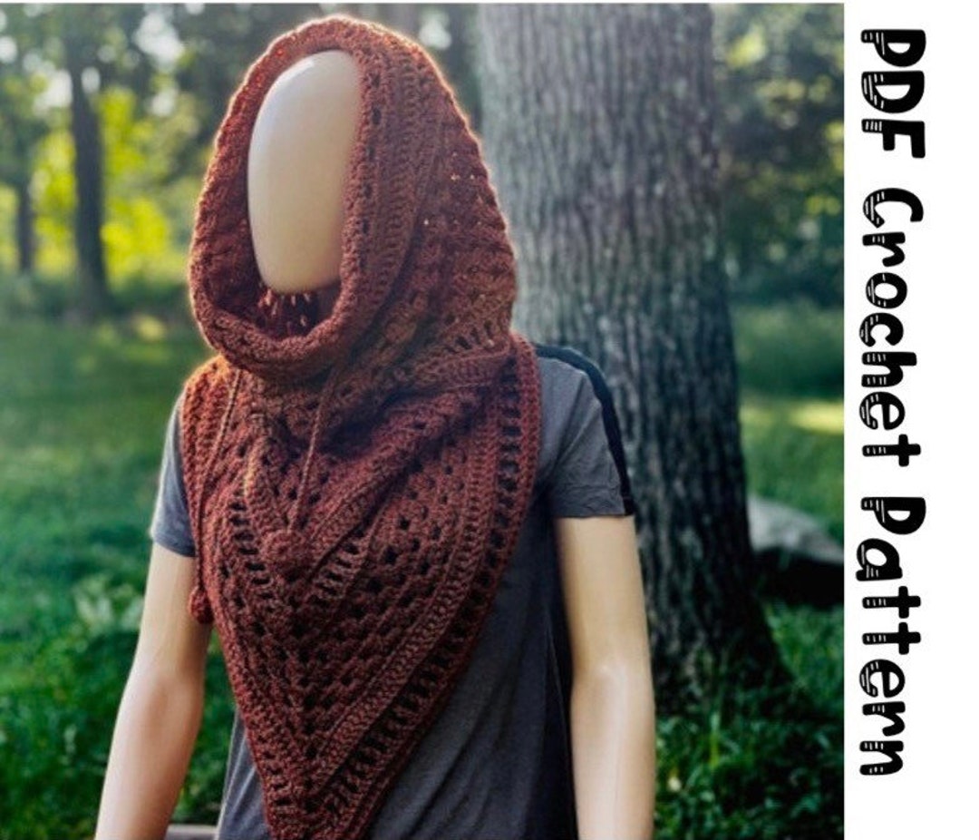 Crochet Hood Poncho Cowl CROCHET PATTERN Hooded Bandana Style Cowl