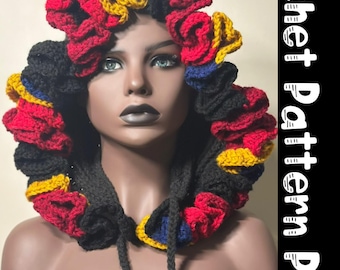 Crochet Ruffle Bonnet Pattern, Versatile Hooded Cowl (PDF Pattern) with FULL Video Tutorial