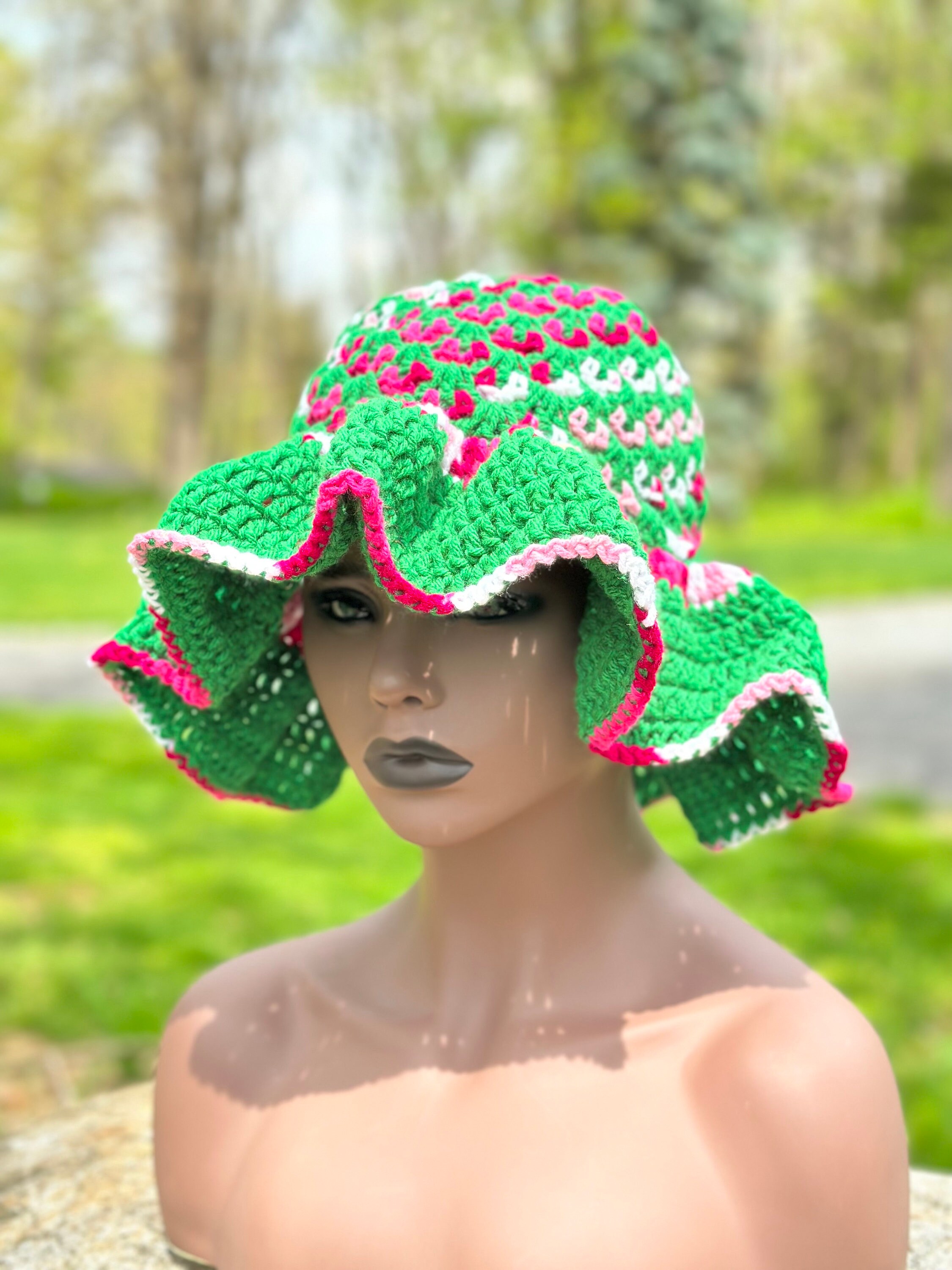 Handmade Crochet Sun Hat With Matching Earrings - Etsy display picture 2