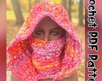 Crochet Turtleneck Hood Balaclava Ski Mask (PDF Pattern), Versatile, Loose-fitting, and Customizable Pattern.