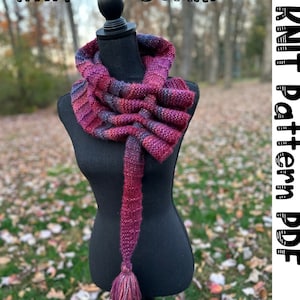 Keyhole Scarf KNIT PATTERN Beautiful scarf gift for her crochet scarf for winter scarf for fall neck warmer beautiful design pattern knit image 1