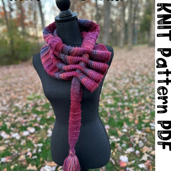 Keyhole Scarf KNIT PATTERN Beautiful scarf gift for her crochet scarf for winter scarf for fall neck warmer beautiful design pattern knit