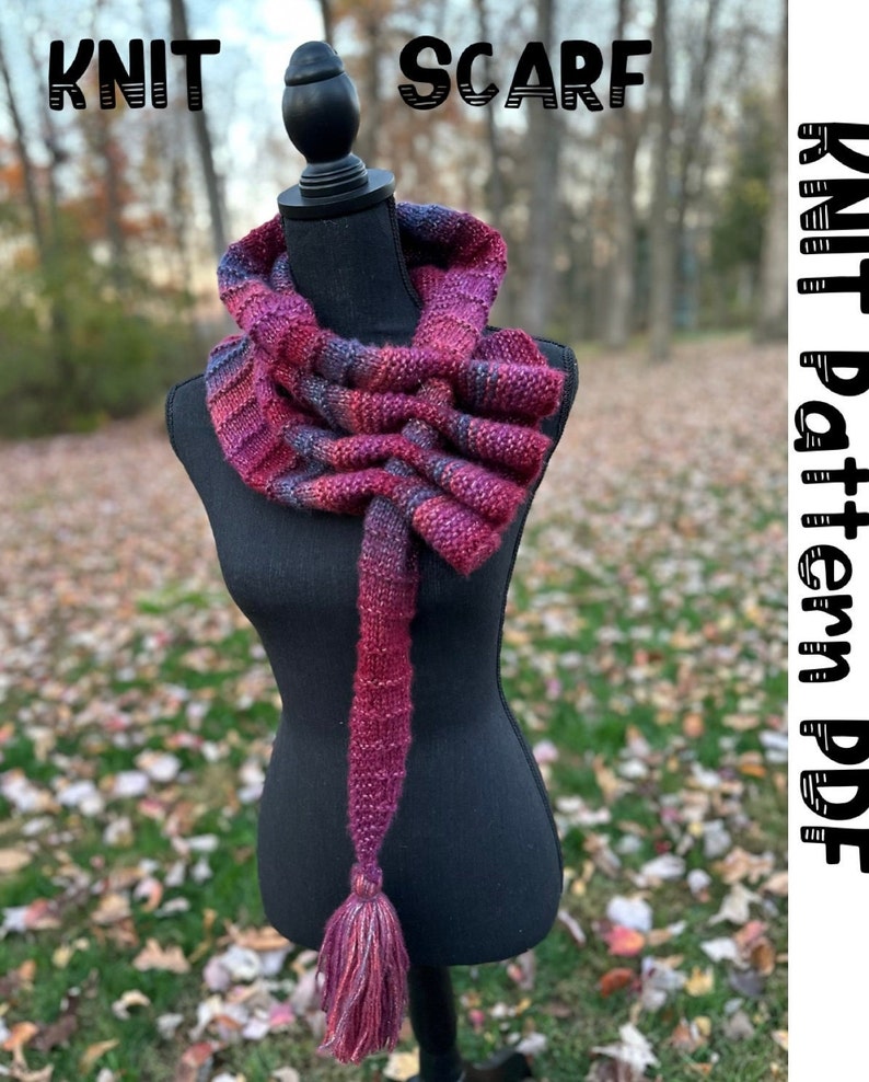 Keyhole Scarf KNIT PATTERN Beautiful scarf gift for her crochet scarf for winter scarf for fall neck warmer beautiful design pattern knit image 1