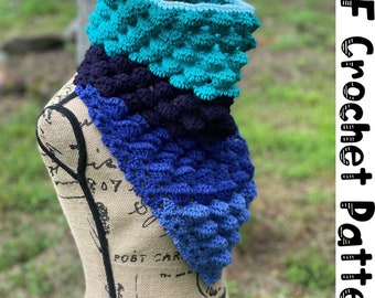 Crochet Bandana Cowl Pattern, Bubble Stitch Neck Warmer (PDF Pattern)