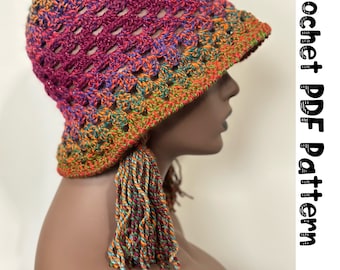 Crochet Granny Bucket Hat PATTERN, Teen to Adult Sizes (PDF written Pattern) Video Tutorial