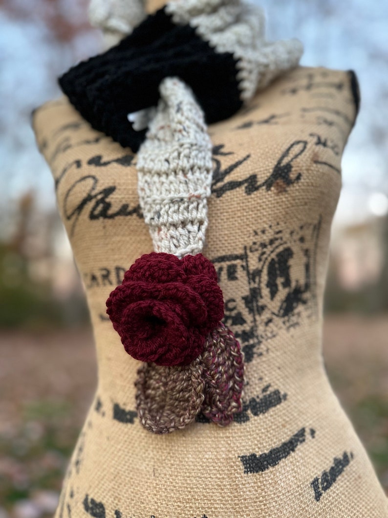 Keyhole Scarf Crochet PATTERN scarf gift for her small crochet scarf for winter scarf for fall neck warmer ruffle pattern crochet image 5