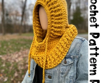 Hooded Pullover Crochet Pattern PDF Hooded cowl crochet neckwarmer cowl pattern