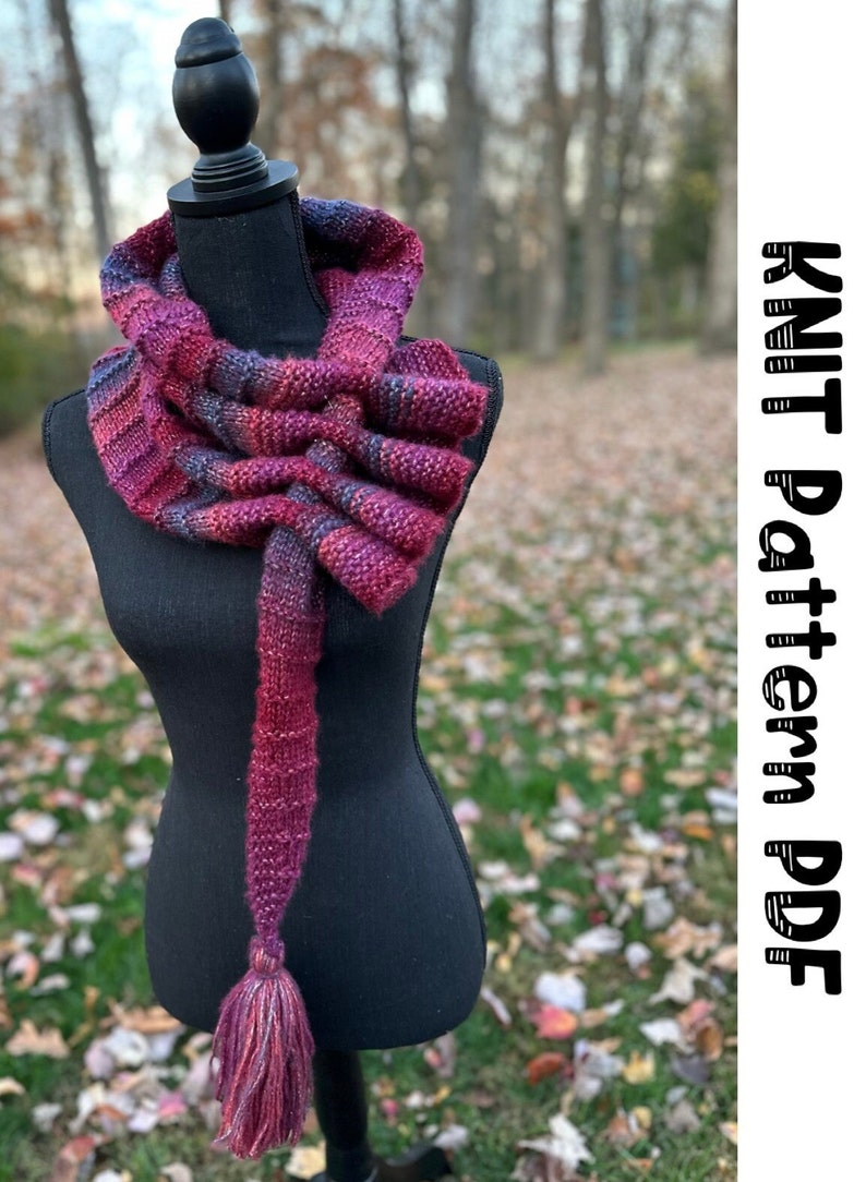 Keyhole Scarf KNIT PATTERN Beautiful scarf gift for her crochet scarf for winter scarf for fall neck warmer beautiful design pattern knit image 2