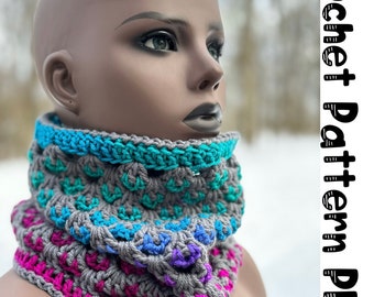 Crochet Cowl PATTERN granny stitch neck warmer pattern crochet infinity scarf for winter and fall crochet pattern