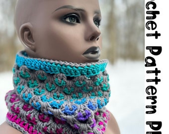 Crochet Cowl Pattern: Granny Stitch Neck Warmer (PDF Pattern) with Video Tutorial