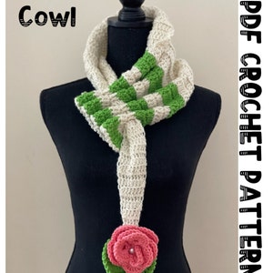 Keyhole Scarf Crochet PATTERN scarf gift for her small crochet scarf for winter scarf for fall neck warmer ruffle pattern crochet image 1