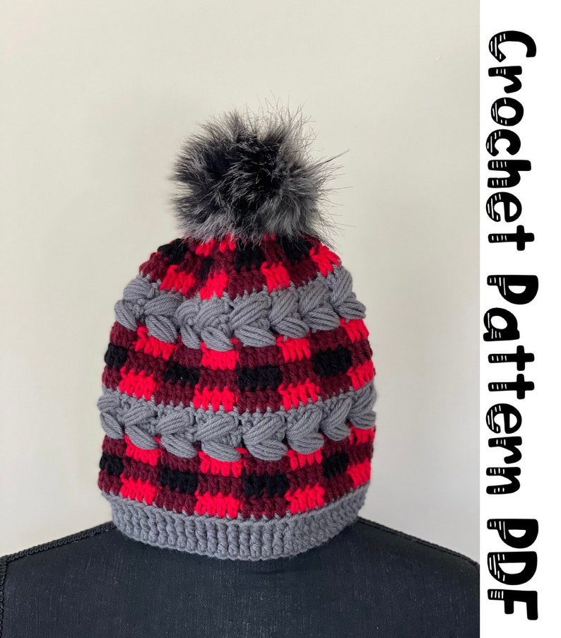 Buffalo Plaid and Plaits HAT Crochet PatternPDF image 1