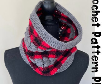 Buffalo Plaid Crochet Cowl Pattern: Infinity Neckwarmer (PDF) with Video Tutorial