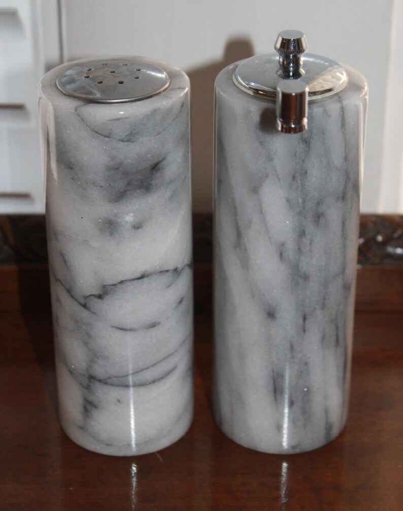 Marble Salt and Pepper Mill/shaker Set - Cool, Heavy, Slim, French or ...