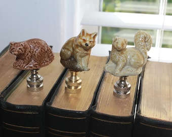 Vintage Wade Porcelain Woodland Forest Animal Lamp Finial – Fox with either Brass or Nickel Swivel Base