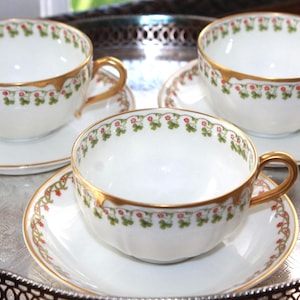 Haviland Clover Leaf Cup & Haviland Schleiger Saucer sets - Limoges China with Gold Drip Trim –  3 left in the drop down menu