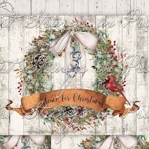 Home for Christmas Farmhouse Wreath Digital Print, Printable, 8x10 ...