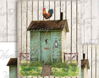 The Country Outhouse Printable, 8x10 Primitive Sign, Farmhouse Print, Instant Digital Download #1810