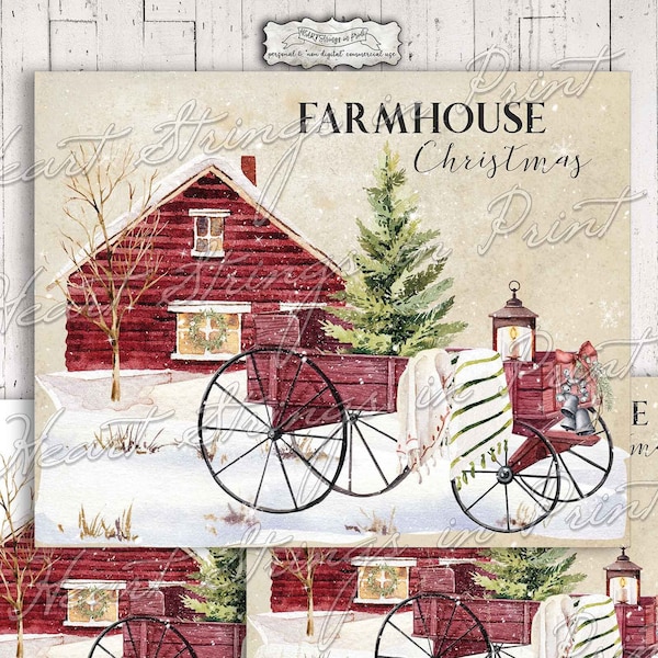 Farmhouse Christmas Wagon Digital Print, 8x10 Sign, Printable Wall Art, Primitive, Instant Download #1914